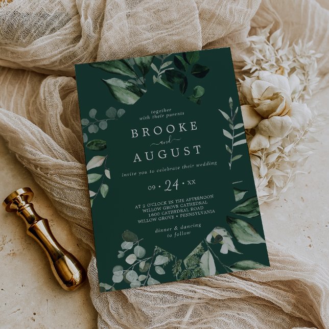 Emerald Greenery | Green Casual Wedding Invitation (Creator Uploaded)