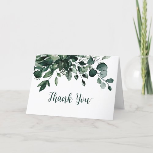 Emerald Greenery Green Eucalyptus Bridal Shower Thank You Card