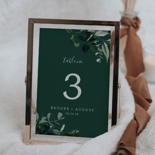 Emerald Greenery  Green Table Number