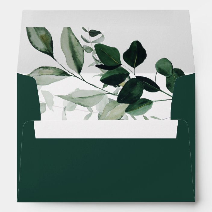 Emerald Greenery | Green Wedding Invitation Envelope | Zazzle.com