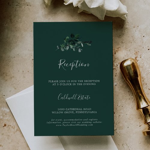 Emerald Greenery  Green Wedding Reception Enclosure Card