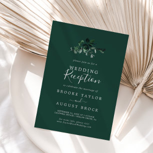 Emerald Greenery   Green Wedding Reception Invitation