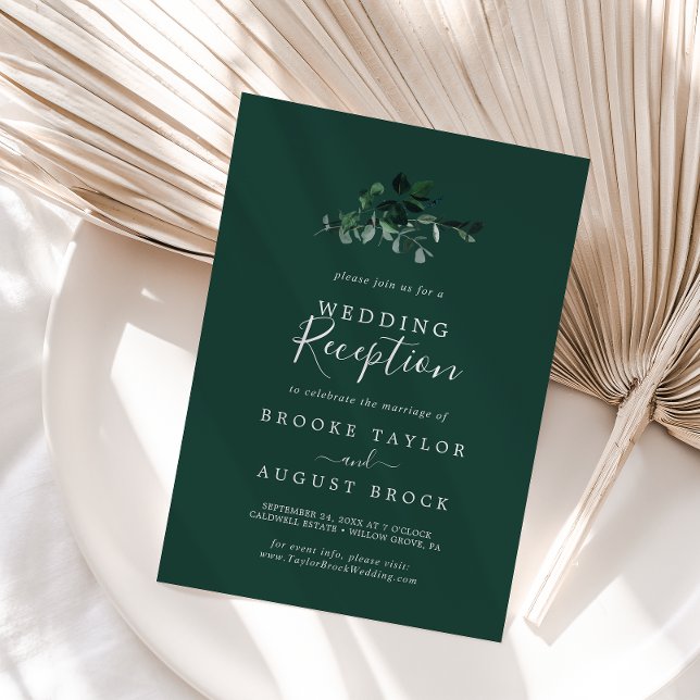Emerald Greenery | Green Wedding Reception Invitation (Creator Uploaded)