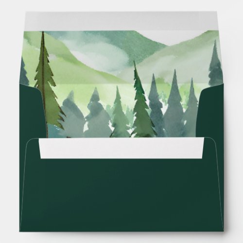 Emerald Greenery Mountain Pine Rustic Wedding  Envelope