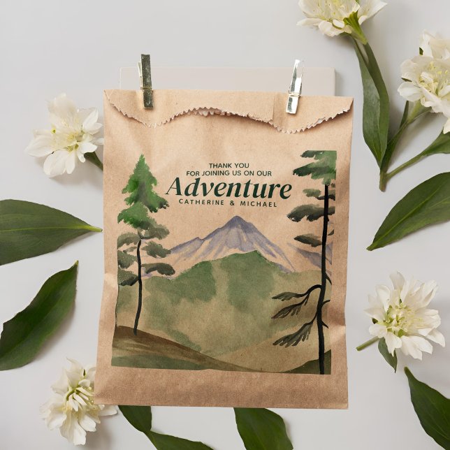 Emerald Greenery Mountain Pine Rustic Wedding  Favor Bag (Creator Uploaded)