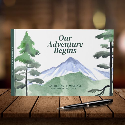 Emerald Greenery Mountain Pine Rustic Wedding  Guest Book
