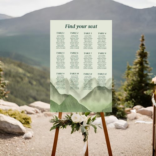 Emerald Greenery Mountain Rustic Country Wedding Foam Board