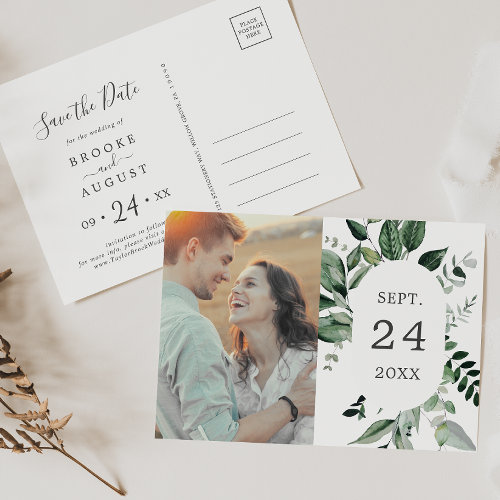 Emerald Greenery Photo Save the Date