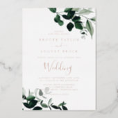 Emerald Greenery | Rose Gold Foil Wedding Foil Invitation (Front)