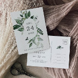 Emerald Greenery Save the Date Postcard<br><div class="desc">This emerald greenery save the date postcard is perfect for a boho wedding. The elegant yet rustic design features moody dark green watercolor leaves and eucalyptus with a modern bohemian woodland feel.</div>