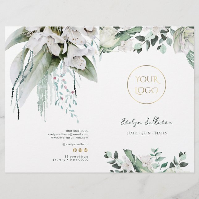 Emerald greenery service menu brochure (Front)