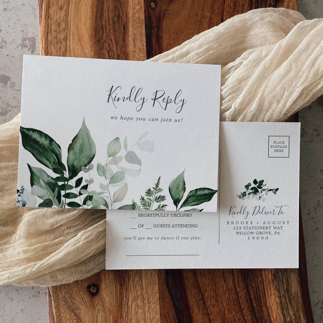 Emerald Greenery Song Request RSVP Postcard (Creator Uploaded)