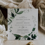 Emerald Greenery Square Wedding Invitation<br><div class="desc">This emerald greenery square wedding invitation is perfect for a boho wedding. The elegant yet rustic design features moody dark green watercolor leaves and eucalyptus with a modern bohemian woodland feel.</div>