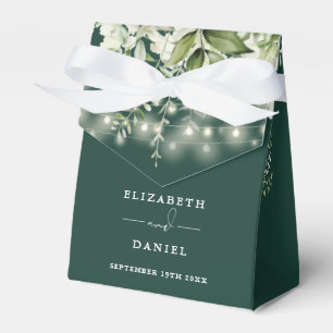 Emerald Greenery String Lights Wedding Favor Boxes