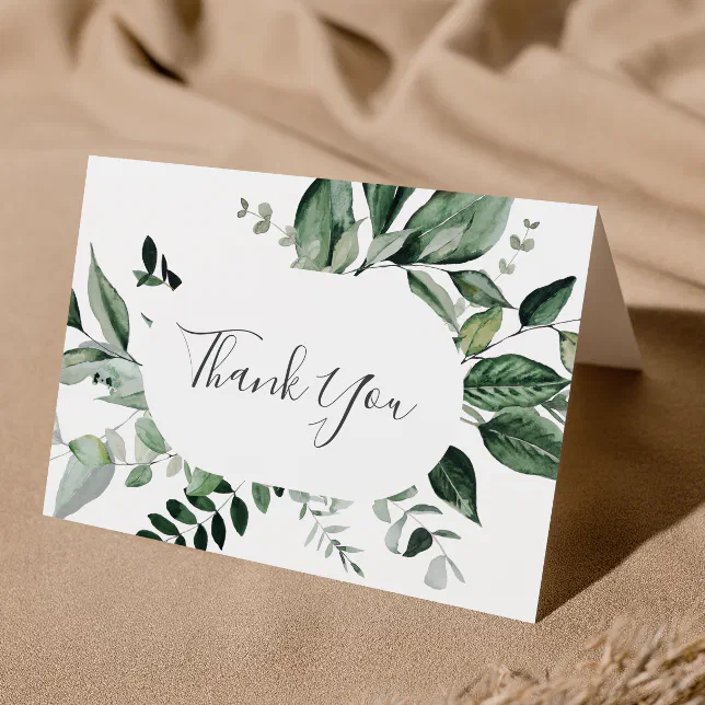 Emerald Greenery Thank You Card | Zazzle