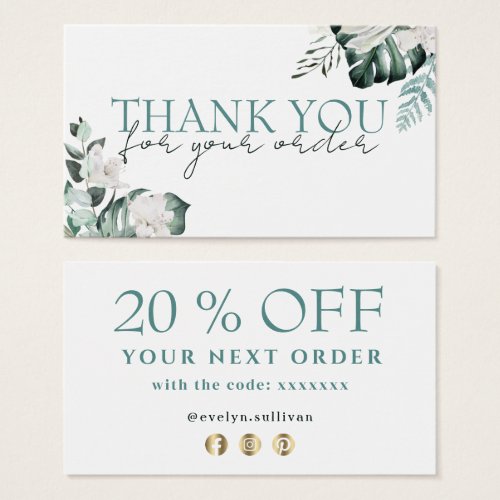 emerald greenery thank you discount card