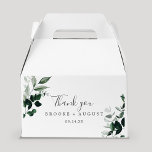 Emerald Greenery Thank You Favor Boxes<br><div class="desc">This emerald greenery thank you favor box is perfect for a boho wedding. The elegant yet rustic design features moody dark green watercolor leaves and eucalyptus with a modern bohemian woodland feel. Personalize the favor box with your name and the date.</div>
