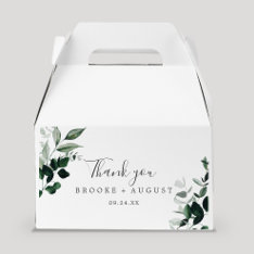 Emerald Greenery Thank You Favor Boxes at Zazzle