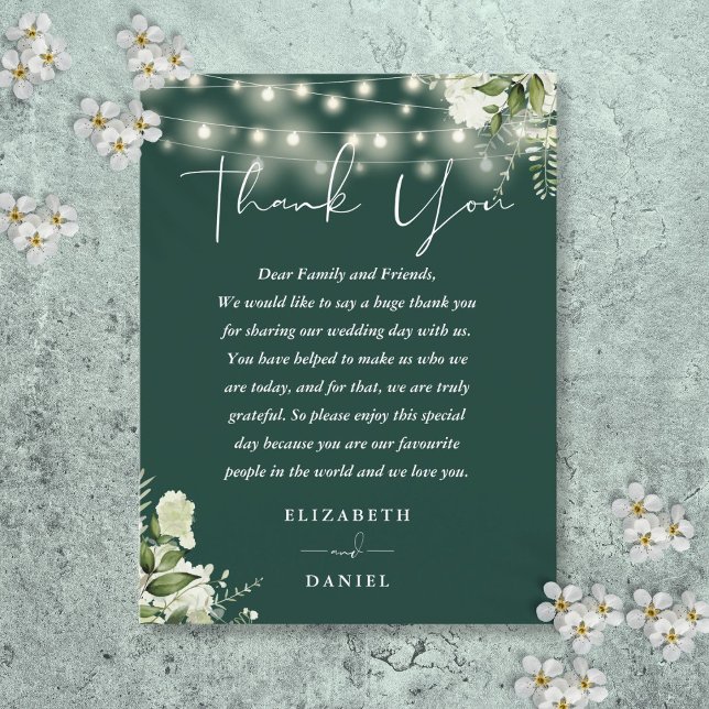 Emerald Greenery Thank You Wedding Place Card (Emerald Greenery Thank You Wedding Place Card)