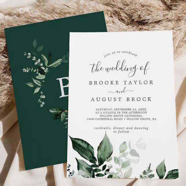 Emerald Greenery The Wedding Of Invitation | Zazzle