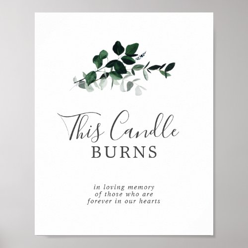 Emerald Greenery This Candle Burns Memorial Sign