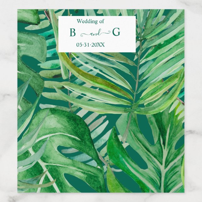 emerald greenery tropical wedding  envelope liner (Design)