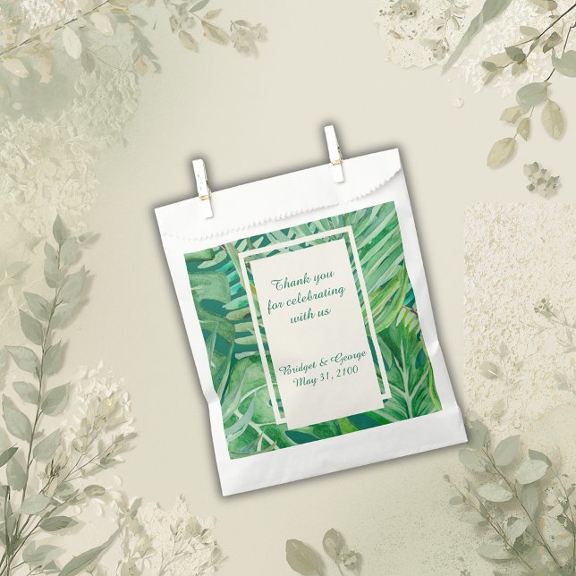 emerald greenery tropical wedding favor bag (Creator Uploaded)