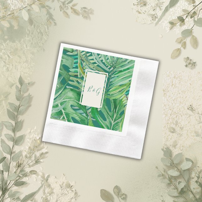 emerald greenery tropical wedding napkins (Creator Uploaded)