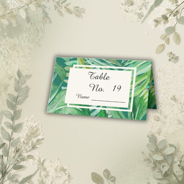 emerald greenery tropical wedding place card (Creator Uploaded)