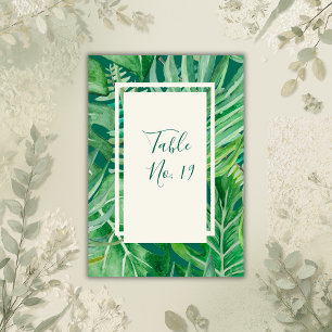 emerald greenery tropical wedding table number