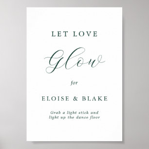 Emerald Greenery Vintage Botanical Let Love Glow Poster