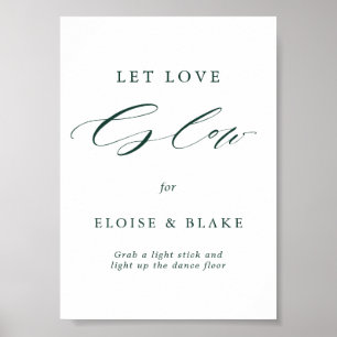 Emerald Greenery Vintage Botanical Let Love Glow Poster