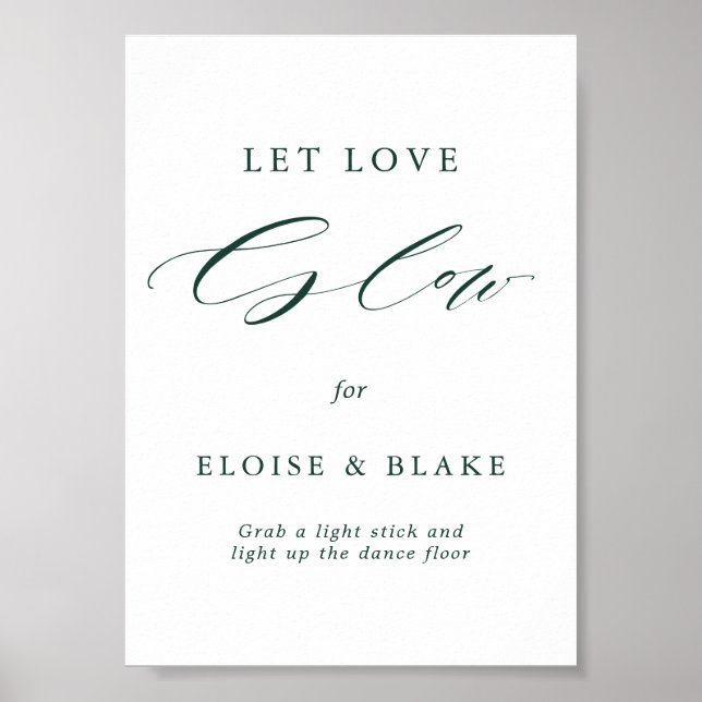 Emerald Greenery Vintage Botanical Let Love Glow Poster (Front)