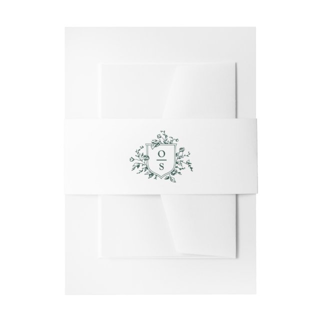 Emerald Greenery Vintage Botanical Wedding Invitation Belly Band (Front Example)