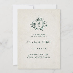 Emerald Greenery Vintage Botanical Wedding Save The Date