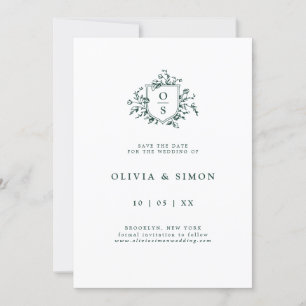 Emerald Greenery Vintage Botanical Wedding Save The Date