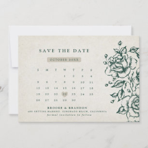 Emerald Greenery Vintage Botanical Wedding Save The Date