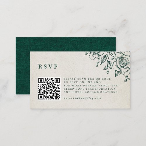 Emerald Greenery Vintage Botanical Wedding Website Enclosure Card