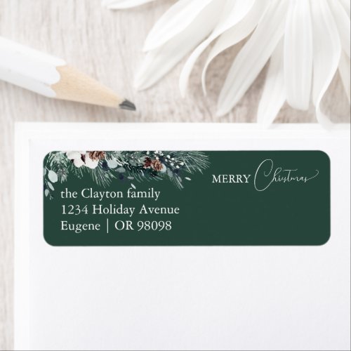 Emerald Greenery Vintage Christmas Address Label