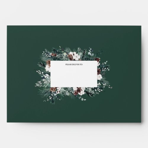 Emerald Greenery Vintage Christmas Mailing Envelope