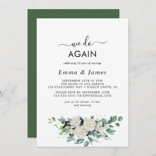 Emerald Greenery "We Do Again" Vow Renewal Invitation