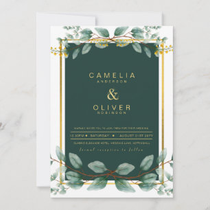Emerald Greenery Wedding Botanical Nature Invites