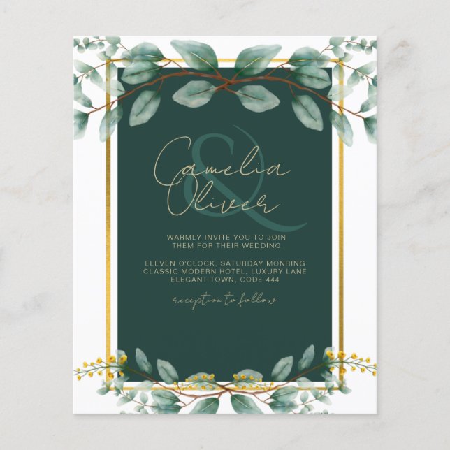 Emerald Greenery Wedding Botanical Nature Invites Flyer (Front)
