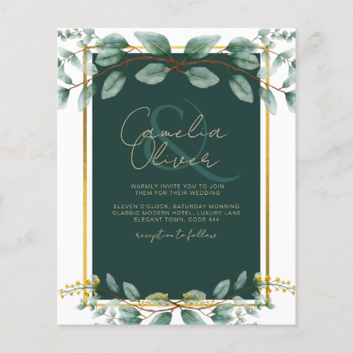 Emerald Greenery Wedding Botanical Nature Invites Flyer