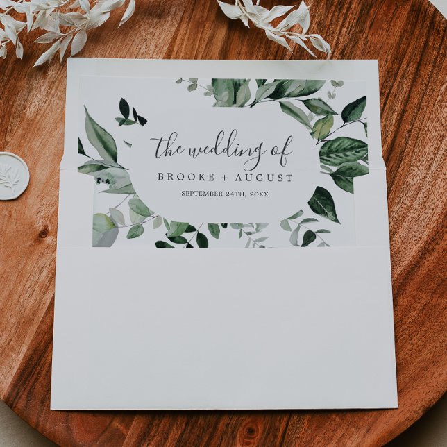 Emerald Greenery Wedding Envelope Liner (Creator Uploaded)