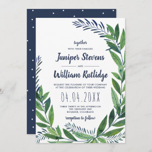 Emerald Greenery Wedding Invitation
