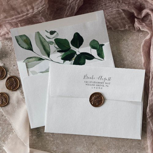 Emerald Greenery Wedding Invitation Envelope
