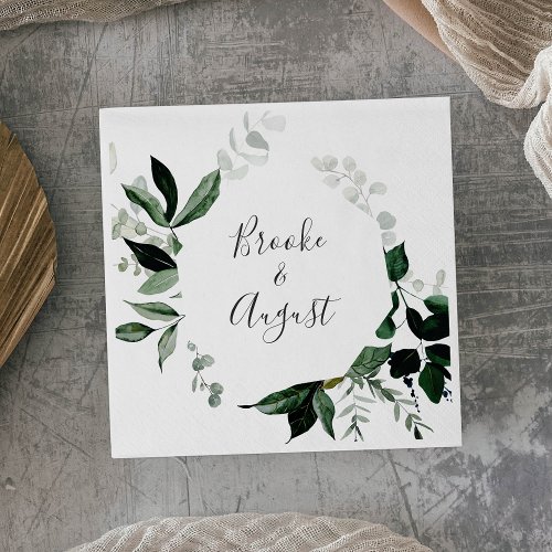 Emerald Greenery Wedding Napkins