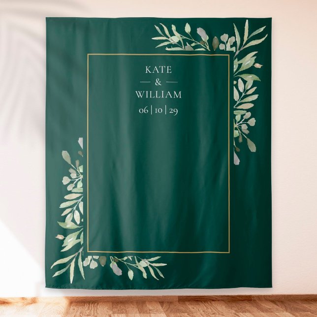Emerald Greenery Wedding Photo Booth Backdrop (Emerald Greenery Wedding Photo Booth Backdrop)