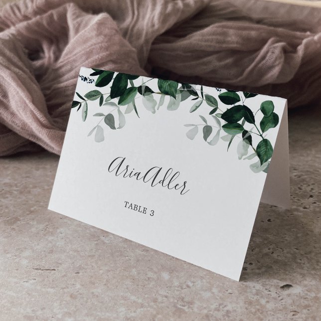 Emerald Greenery Wedding Place Card (Creator Uploaded)